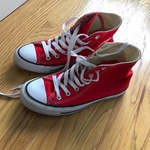Red high top Converse, like new